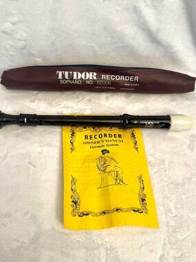 Tudor Recorder Soprano Flute TD206 Vinyl Case Zipper Owner's Manual German Syste